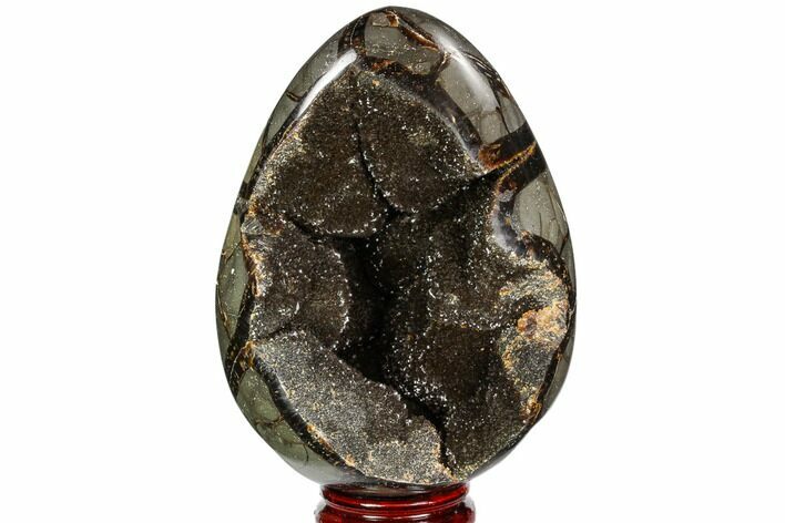 Septarian Dragon Egg Geode - Black Crystals #111227